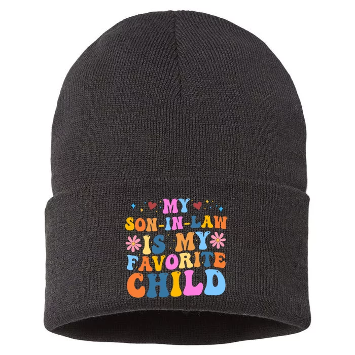 My Son In Law Is My Favorite Child Funny Cute Mom Sustainable Knit Beanie