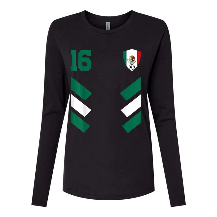 Mexico Soccer Jersey Mexican Football Shirt Flag Womens Cotton Relaxed Long Sleeve T-Shirt