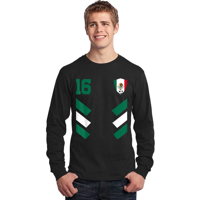 Mexico Soccer Jersey Mexican Football Shirt Flag Tall Long Sleeve T-Shirt