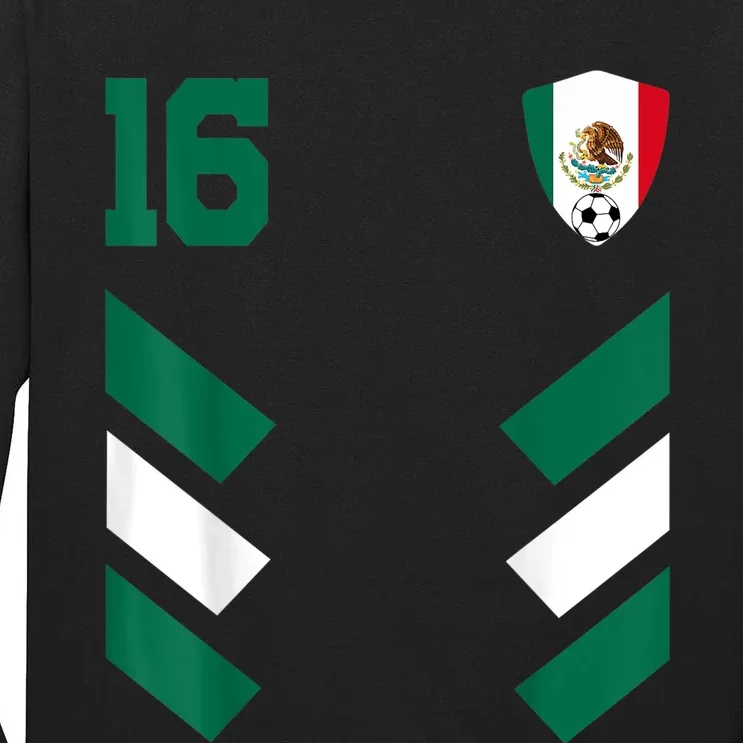 Mexico Soccer Jersey Mexican Football Shirt Flag Tall Long Sleeve T-Shirt