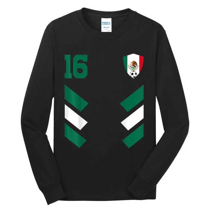 Mexico Soccer Jersey Mexican Football Shirt Flag Tall Long Sleeve T-Shirt