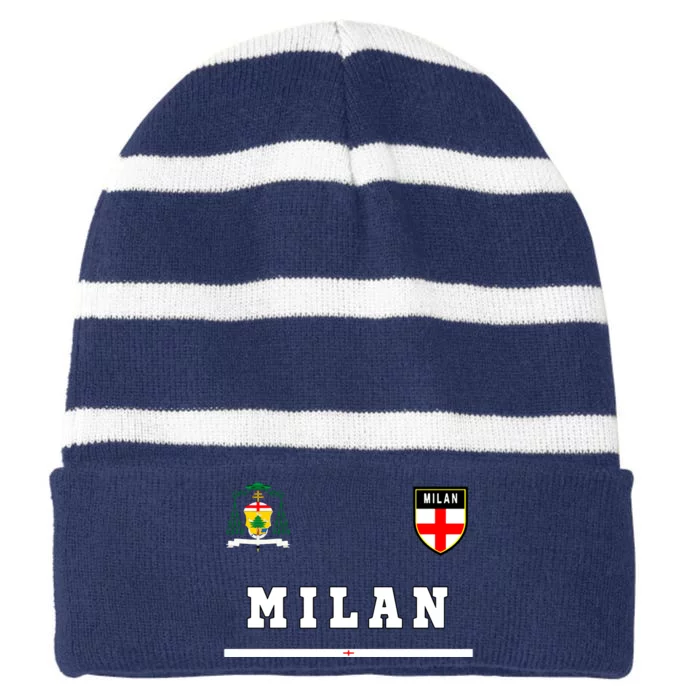 Milan Sportsoccer Jersey Flag Football Italy Striped Beanie with Solid Band