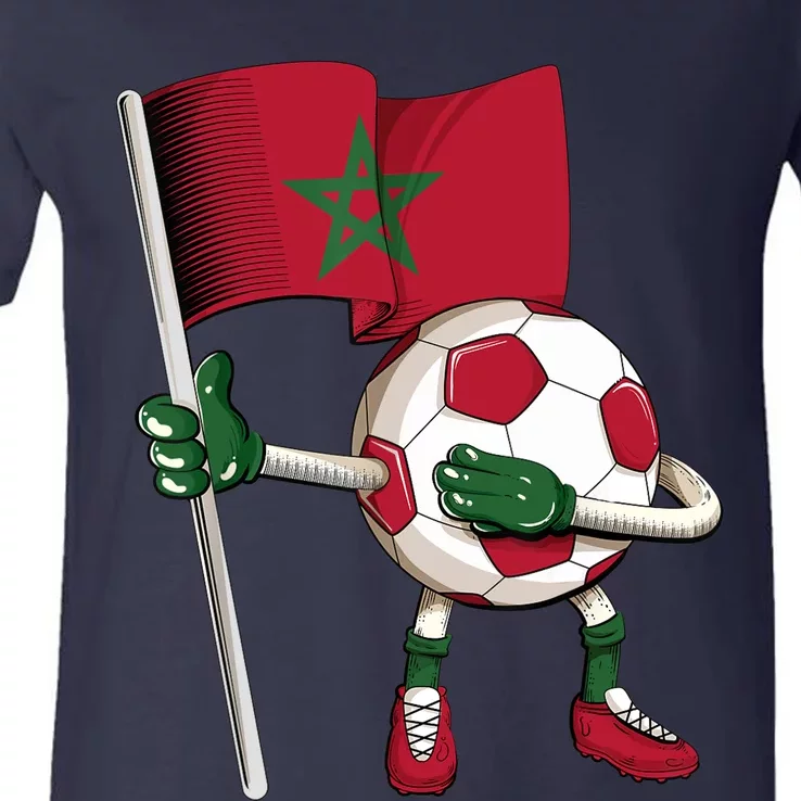 Morocco Soccer Jersey Moroccan Flag Football Dab Funny V-Neck T-Shirt