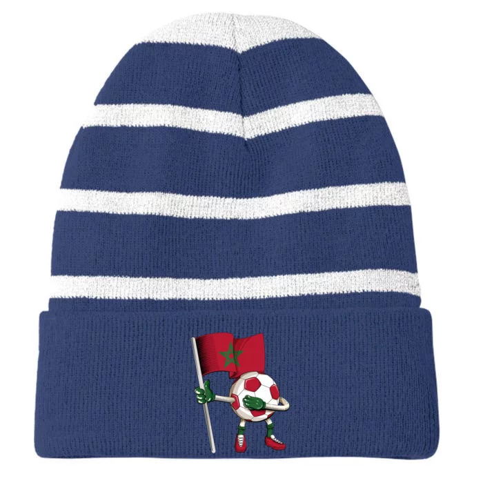 Morocco Soccer Jersey Moroccan Flag Football Dab Funny Striped Beanie with Solid Band