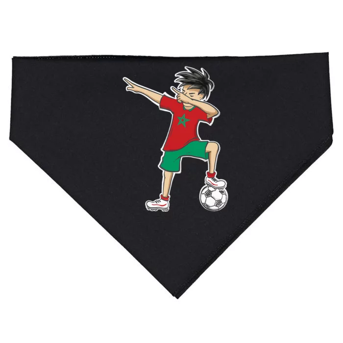 Morocco Soccer Jersey Dabbing Boy National Flag USA-Made Doggie Bandana