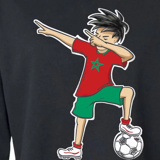 Morocco Soccer Jersey Dabbing Boy National Flag Cropped Pullover Crew