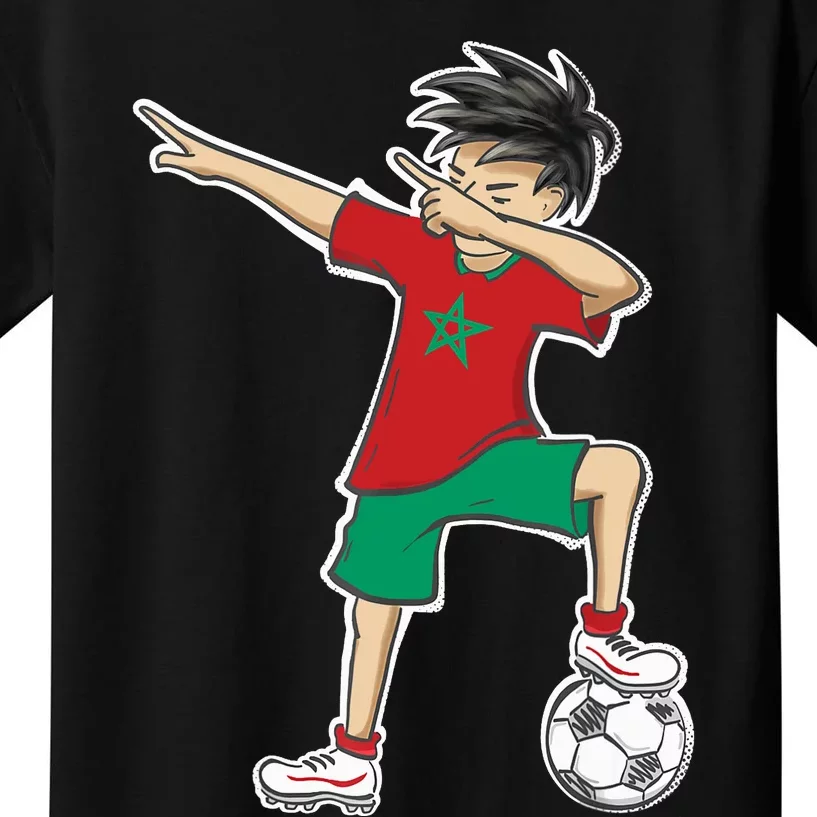 Morocco Soccer Jersey Dabbing Boy National Flag Kids T-Shirt