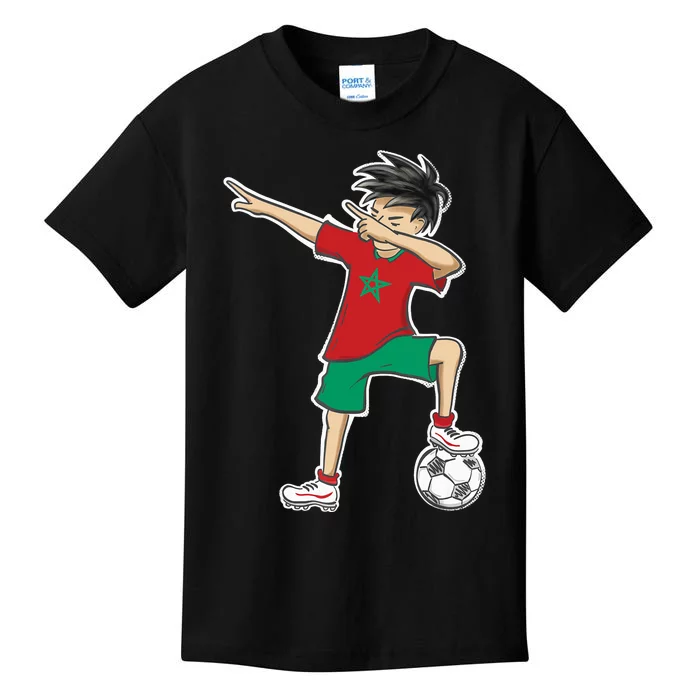 Morocco Soccer Jersey Dabbing Boy National Flag Kids T-Shirt