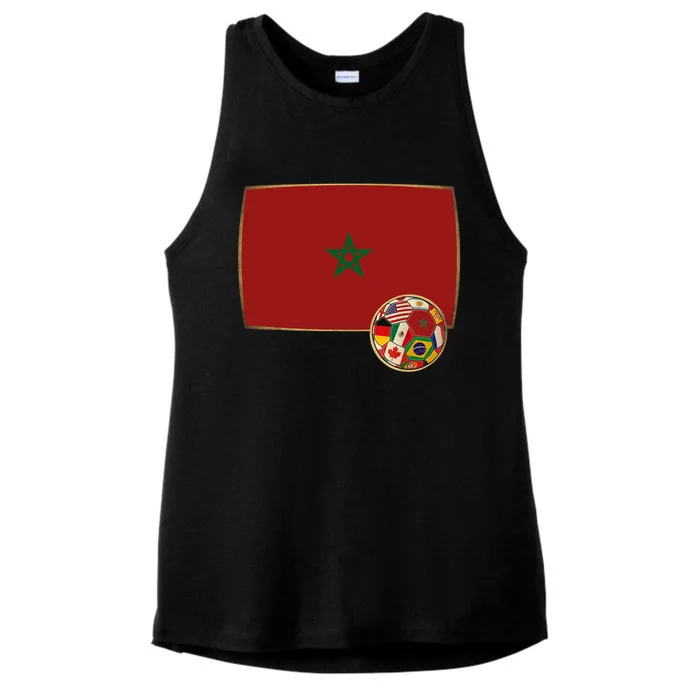 Morocco Soccer Jersey Morocco Flag Ladies Tri-Blend Wicking Tank