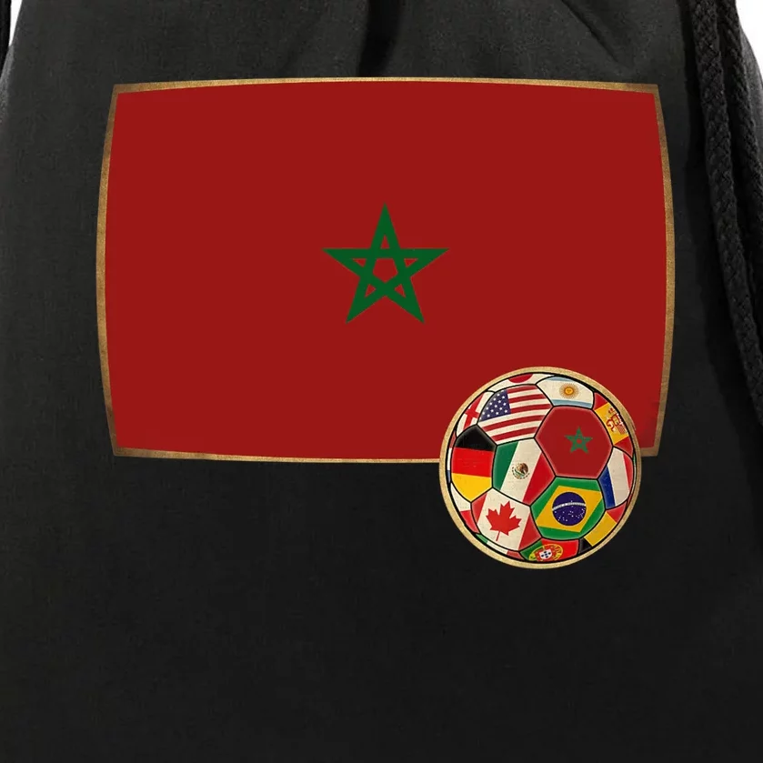 Morocco Soccer Jersey Morocco Flag Drawstring Bag