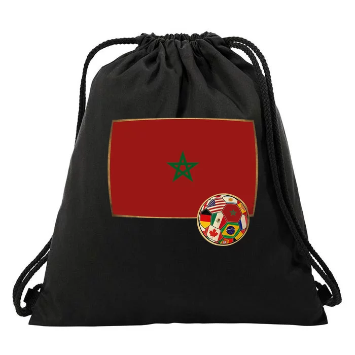 Morocco Soccer Jersey Morocco Flag Drawstring Bag