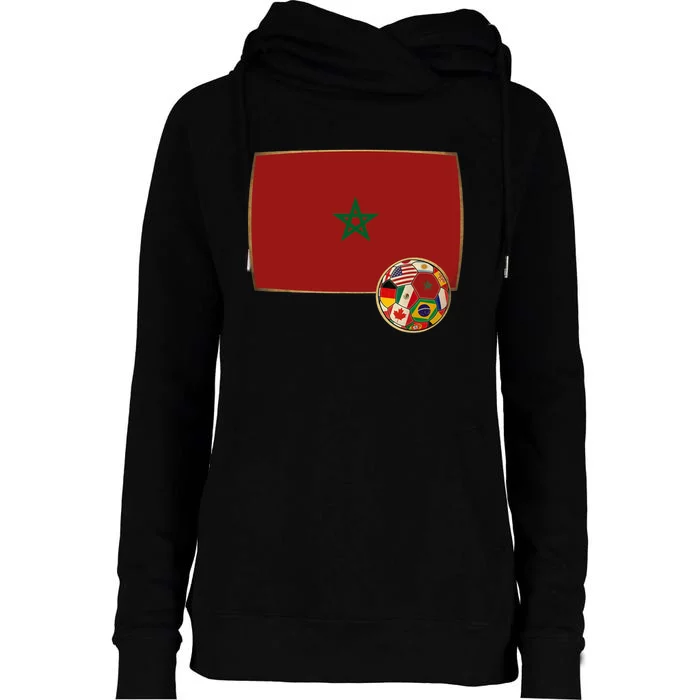 Morocco Soccer Jersey Morocco Flag Womens Funnel Neck Pullover Hood