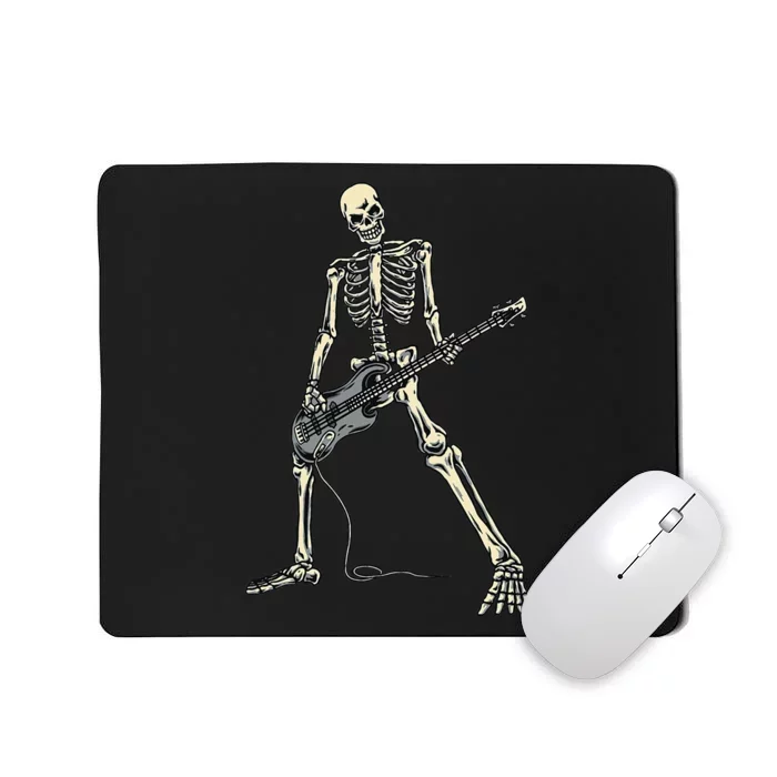 Musical Skeleton Jamming on Bass Guitar Mousepad