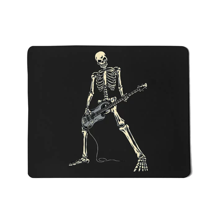 Musical Skeleton Jamming on Bass Guitar Mousepad