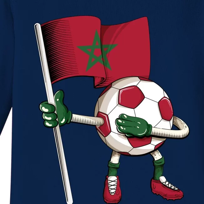 Morocco Soccer Jersey Moroccan Flag Football Dab Funny Meaningful Gift Baby Long Sleeve Bodysuit