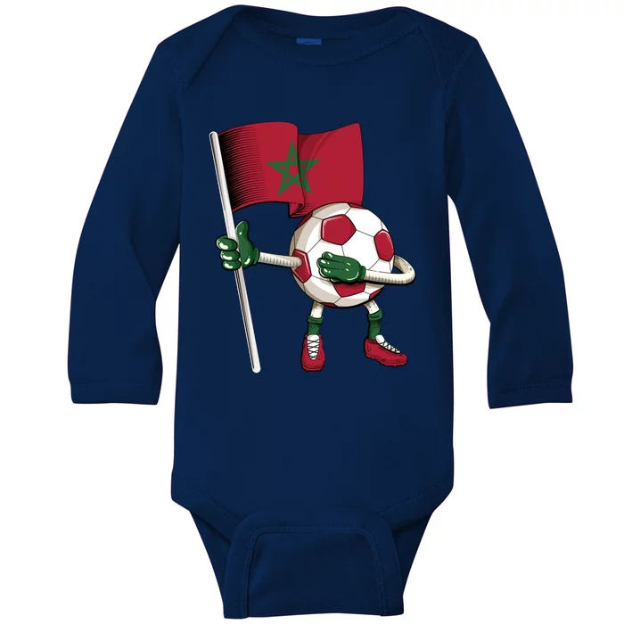 Morocco Soccer Jersey Moroccan Flag Football Dab Funny Meaningful Gift Baby Long Sleeve Bodysuit