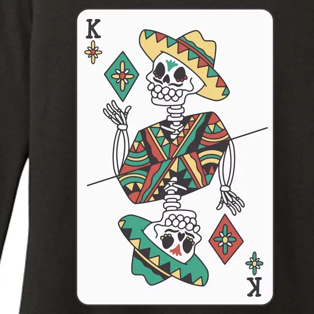 Mexican Skeleton King Card Womens CVC Long Sleeve Shirt