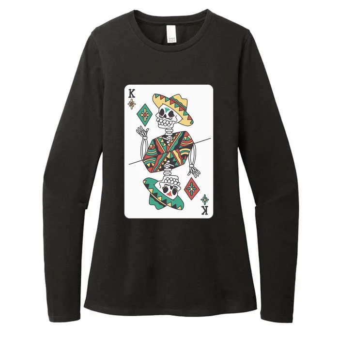 Mexican Skeleton King Card Womens CVC Long Sleeve Shirt