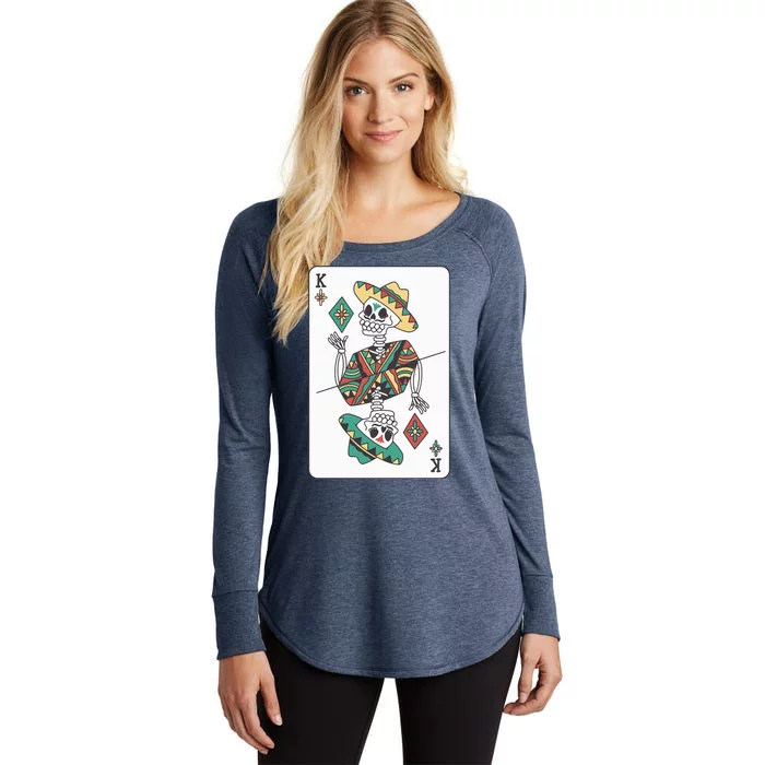 Mexican Skeleton King Card Women's Perfect Tri Tunic Long Sleeve Shirt