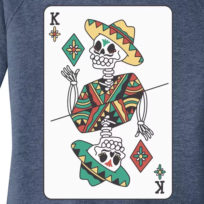 Mexican Skeleton King Card Women's Perfect Tri Tunic Long Sleeve Shirt