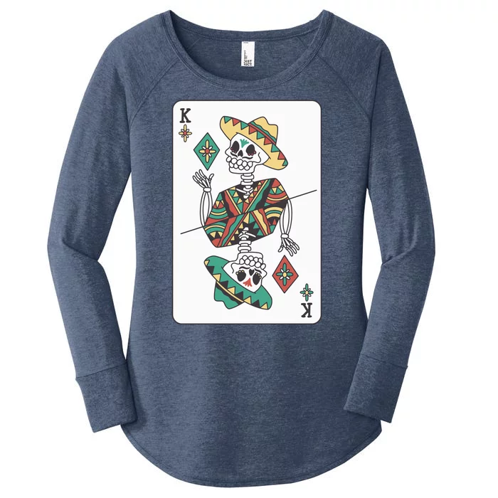 Mexican Skeleton King Card Women's Perfect Tri Tunic Long Sleeve Shirt