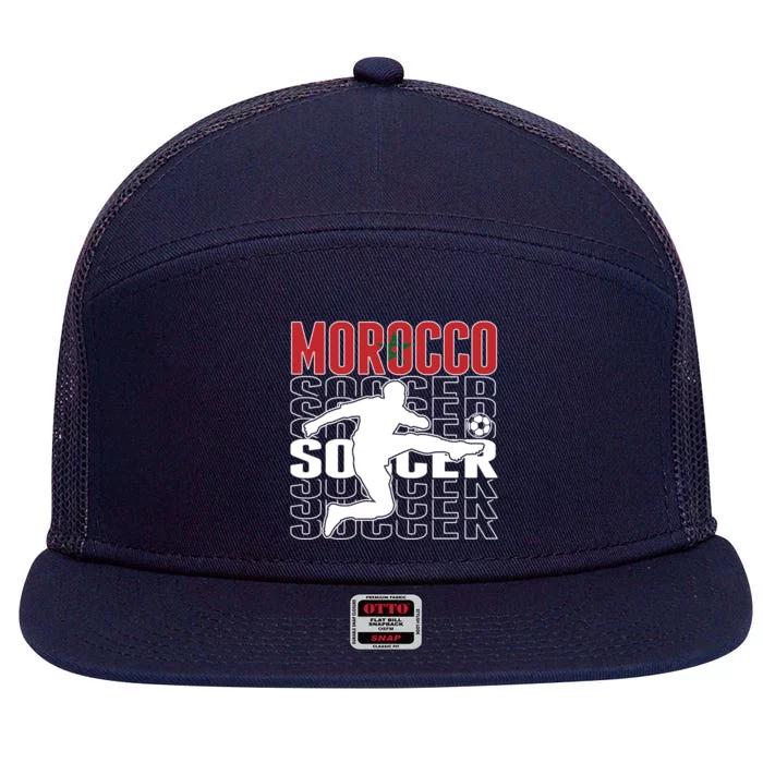 Morocco Soccer Lovers Jersey Cool Gift Proud Moroccan Football Fans Gift 7 Panel Mesh Trucker Snapback Hat