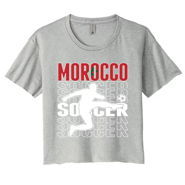 Morocco Soccer Lovers Jersey Cool Gift Proud Moroccan Football Fans Gift Women's Crop Top Tee