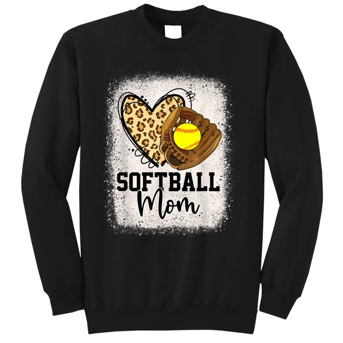 Mom Softball Leopard Softball Game Day Vibes Mothers Day Tall Sweatshirt