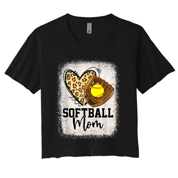 Mom Softball Leopard Softball Game Day Vibes Mothers Day Women's Crop Top Tee