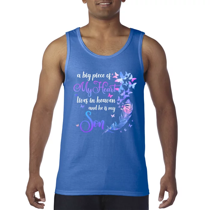 My Son Lives In Heaven Memorial Quotes Love Mom Dad Matching Gift Tank Top