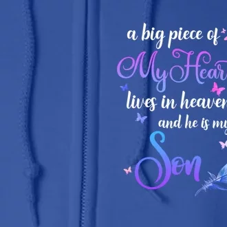 My Son Lives In Heaven Memorial Quotes Love Mom Dad Matching Gift Full Zip Hoodie