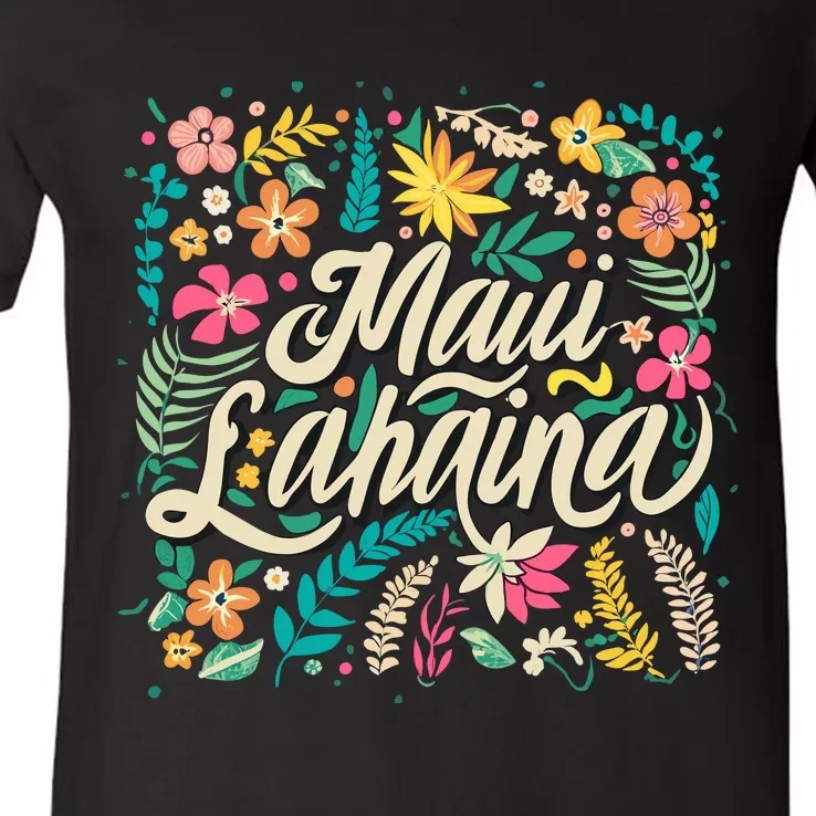 Maui Strong Lahaina Floral V-Neck T-Shirt