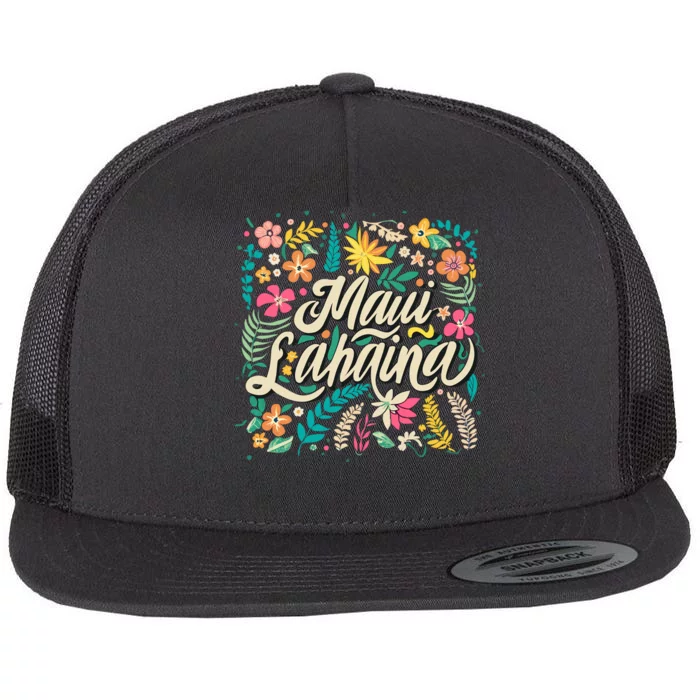 Maui Strong Lahaina Floral Flat Bill Trucker Hat