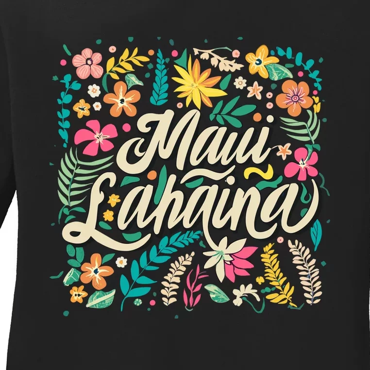 Maui Strong Lahaina Floral Ladies Long Sleeve Shirt