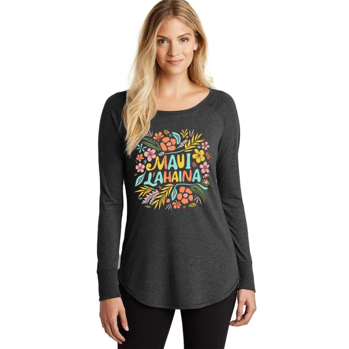 Maui Strong Lahaina Flower Floral Women's Perfect Tri Tunic Long Sleeve Shirt