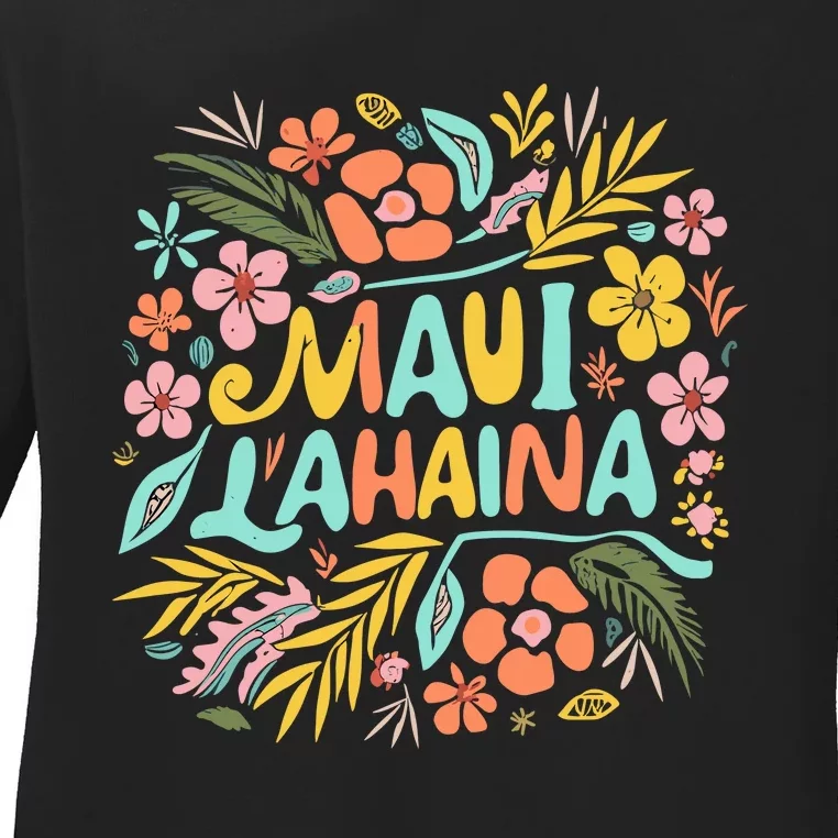 Maui Strong Lahaina Flower Floral Ladies Long Sleeve Shirt