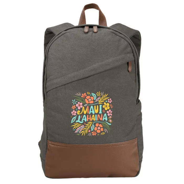 Maui Strong Lahaina Flower Floral Cotton Canvas Backpack