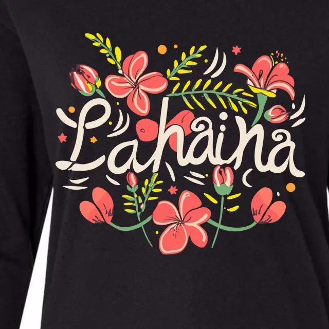 Maui Strong Lahaina Flower Womens Cotton Relaxed Long Sleeve T-Shirt