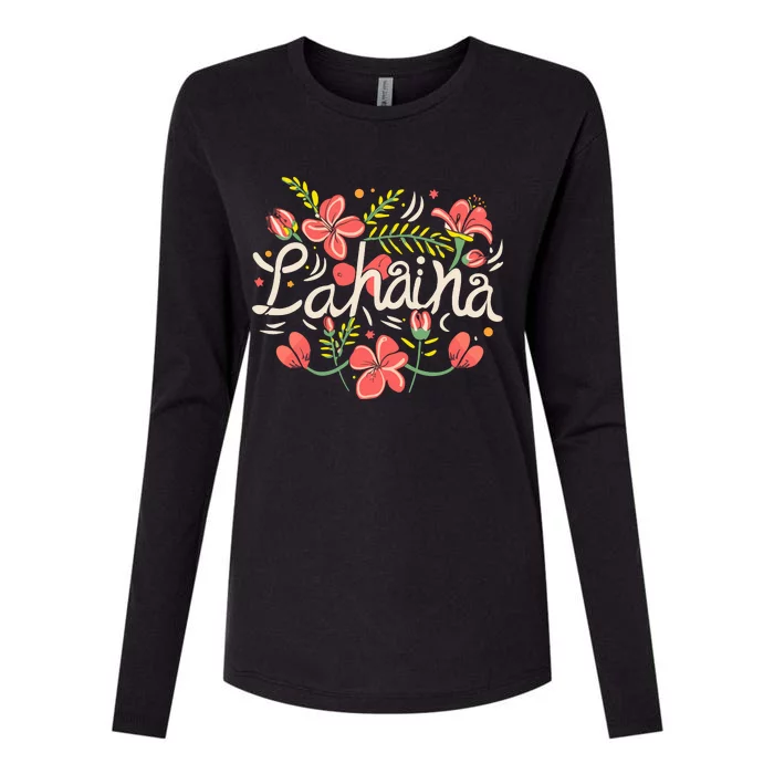 Maui Strong Lahaina Flower Womens Cotton Relaxed Long Sleeve T-Shirt