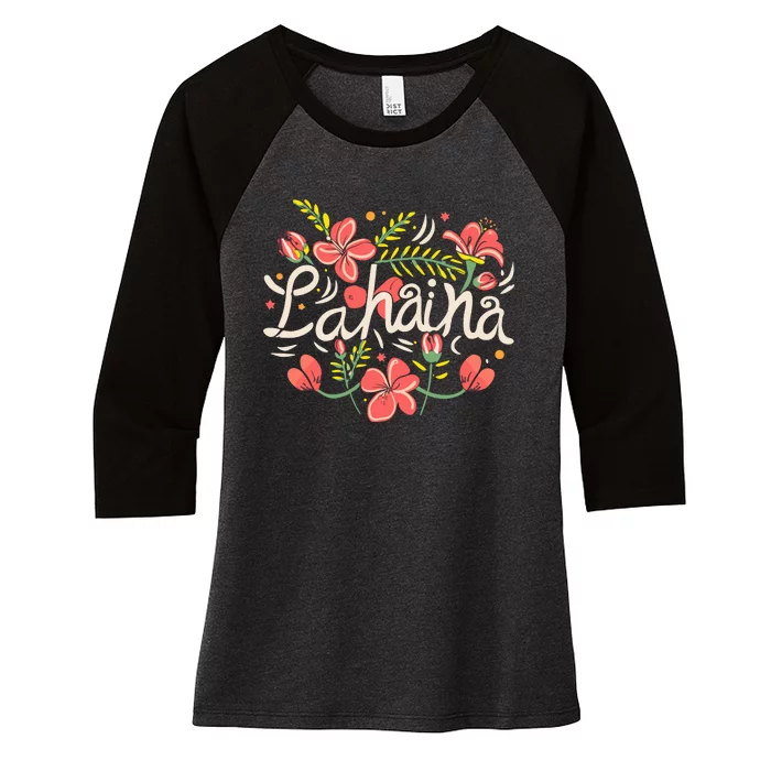 Maui Strong Lahaina Flower Women's Tri-Blend 3/4-Sleeve Raglan Shirt