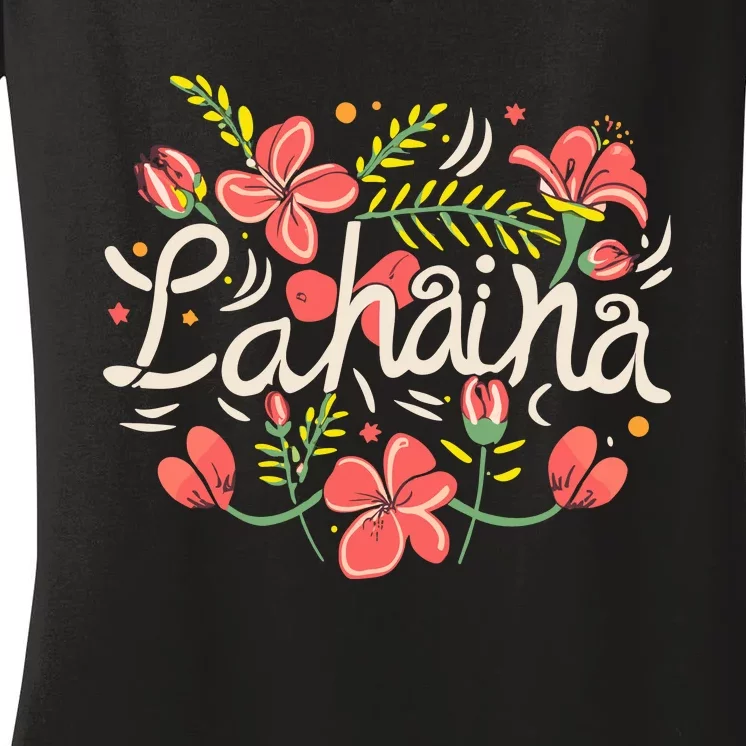 Maui Strong Lahaina Flower Women's V-Neck T-Shirt