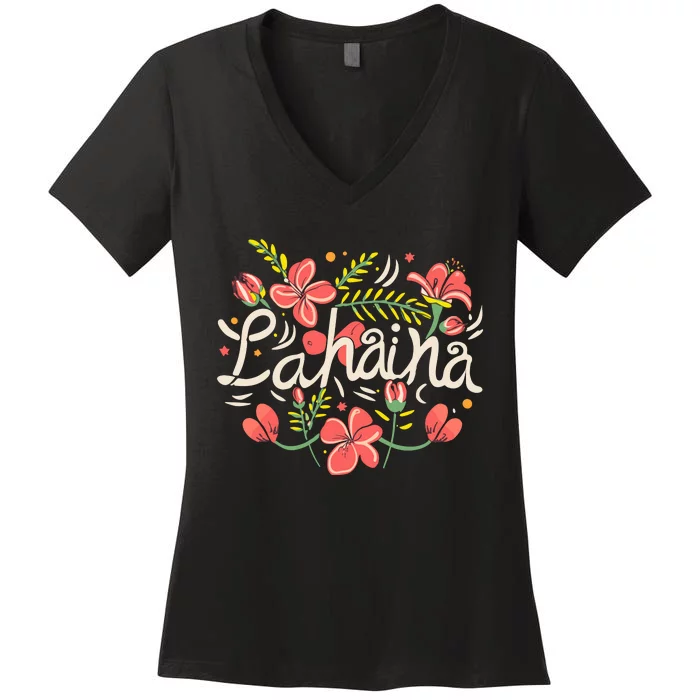 Maui Strong Lahaina Flower Women's V-Neck T-Shirt