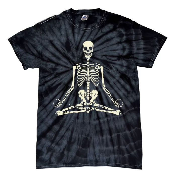 Meditating Skeleton Lotus Yoga Zen Balance Halloween Costume Tie-Dye T-Shirt