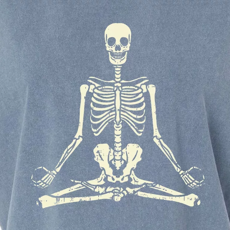 Meditating Skeleton Lotus Yoga Zen Balance Halloween Costume Garment-Dyed Women's Muscle Tee