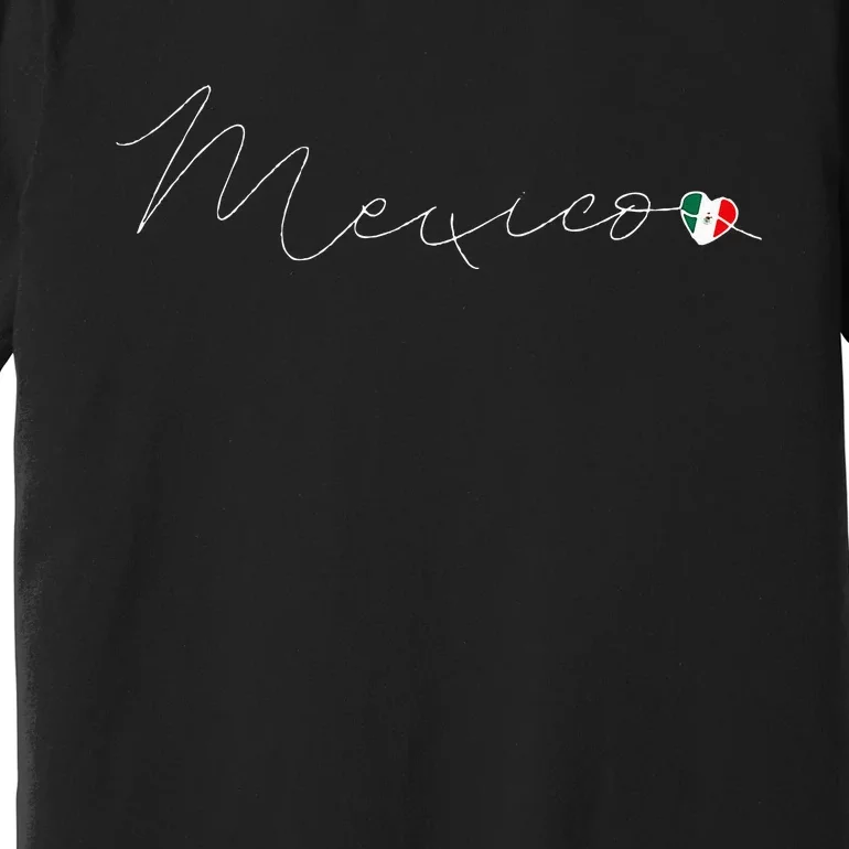 México Simple Love Mexican Flag Heart On Mexico Premium T-Shirt