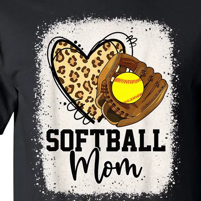 Mom Softball Leopard Softball Game Day Vibes Mothers Day Tall T-Shirt