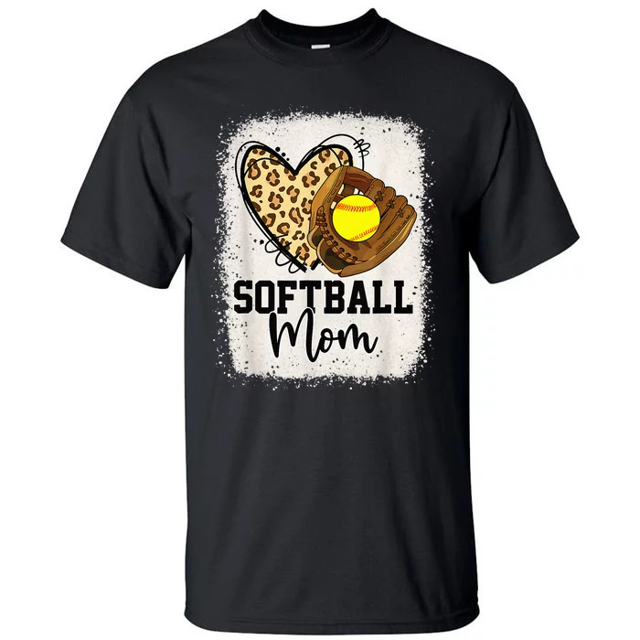 Mom Softball Leopard Softball Game Day Vibes Mothers Day Tall T-Shirt