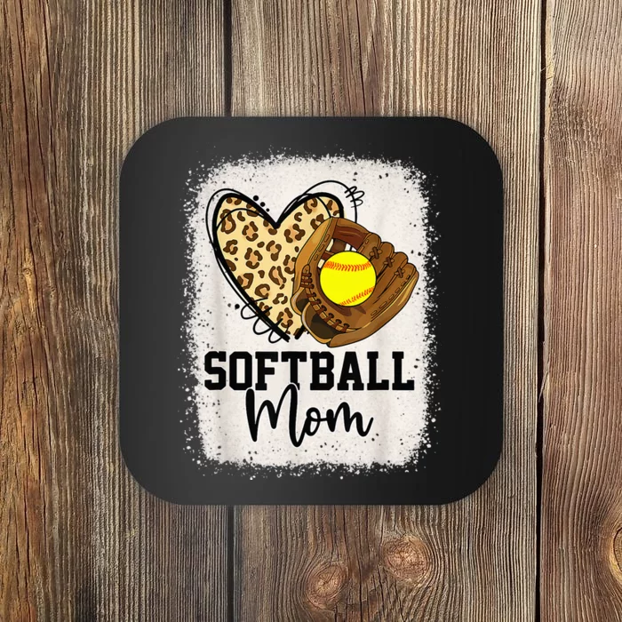 Mom Softball Leopard Softball Game Day Vibes Mothers Day Coaster