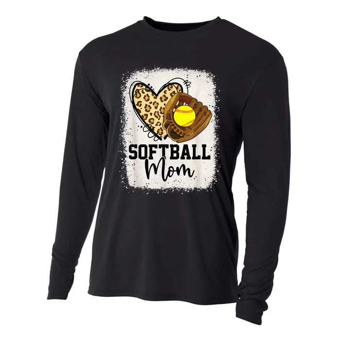 Mom Softball Leopard Softball Game Day Vibes Mothers Day Cooling Performance Long Sleeve Crew