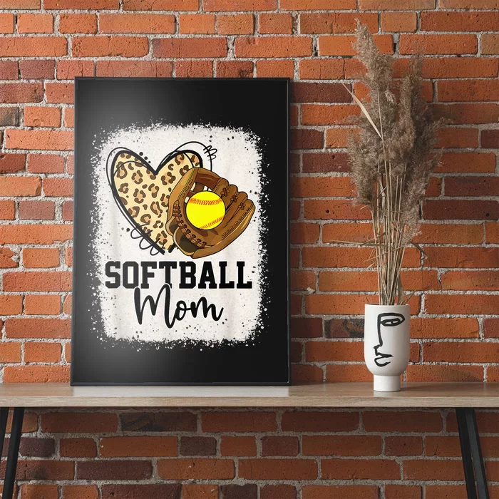 Mom Softball Leopard Softball Game Day Vibes Mothers Day Poster